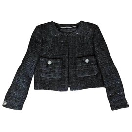Chanel-jaqueta de tweed preta mais icônica do Dubai-Preto