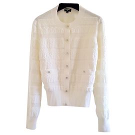 Nouveau Chanel authentique 19Cardigan en laine B Boutons CC $3.9k Taille 36 rare ! Blanc