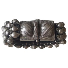 Autre Marque-Articulated Rajasthani conditionment cuff or bracelet-Silvery