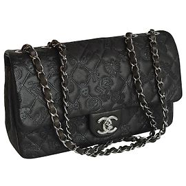 Chanel Sac à rabat moyen de collection Marron Marron foncé
