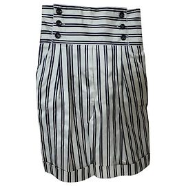 Dolce & Gabbana white silk striped Bermuda shorts White