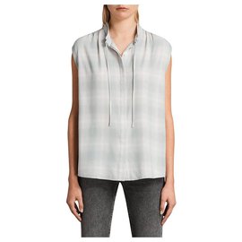 All Saints-Chemise à carreaux Raya par AllSaints.-Vert clair,Bleu clair