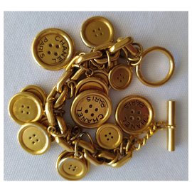 Chanel-Pulseira de botões Chanel vintage-Dourado