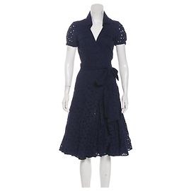 Diane Von Furstenberg Vestido DvF vintage Taffy Azul marinho