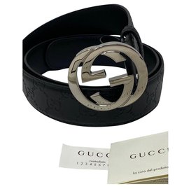 Gucci-GUCCI SIGNATURE CINTURA GG BBRAND NUOVA-Nero
