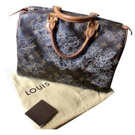 Louis Vuitton-Édition spéciale Speedy Bag (Sprouse)-Argenté,Beige,Marron foncé