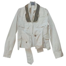 Gucci Sahara Jacke in Eggshell aus Seide und Baumwolle Aus weiß