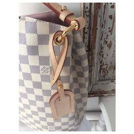Louis Vuitton-GRACEFUL BAG Damier Azur Leinwand MM-Aus weiß
