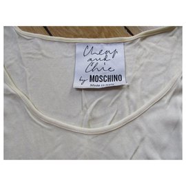 Moschino Cheap And Chic-Cremefarbenes T-Shirt, Taille 40.-Aus weiß