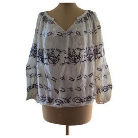 Maje-Embroidered blouse, size L.-White