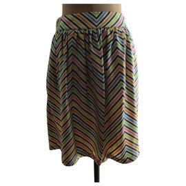 Edward Achour-Silk skater skirt, taille 40.-Multiple colors