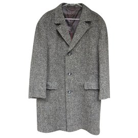 Autre Marque-casaco vintage de tweed masculino L-Cinza