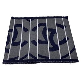 Sciarpa Chanel in cashmere grigio e blu Altro