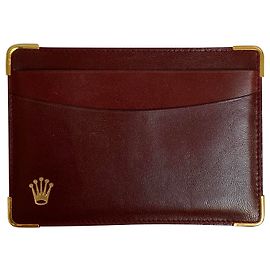 ROLEX DARK RED LEATHER CARD HOLDER Dark red