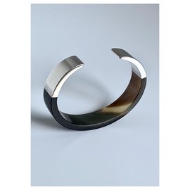 Hermès-Bracelet in Horn and Agent Hermès-Brown,Silvery