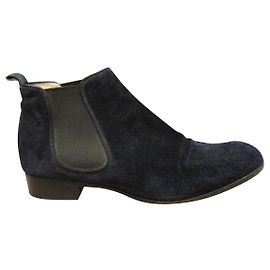 Sartore Chelsea Boots Navy Blue Deerskin 38 IT Navy blue
