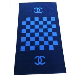 Chanel-LARGE CHANEL BEACH TOWEL-Blue