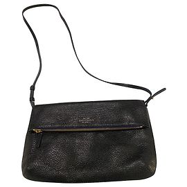 Pochette Smythson en cuir de chèvre grainé noir Noir