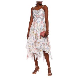 Zimmermann-Zimmermann Lace-trimmed Swiss-dot cotton midi dress-Pink,White,Peach,Light blue