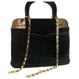 Gucci-Authentic Rare Vintage Gucci CROCRODILE bag-Black