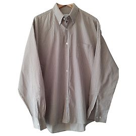 Camisa Yves Saint Laurent de algodão marrom branco Marrom Branco