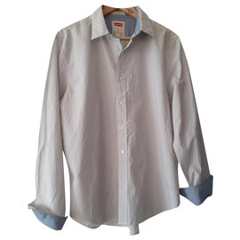 Levi's-Camisas-Branco,Azul claro