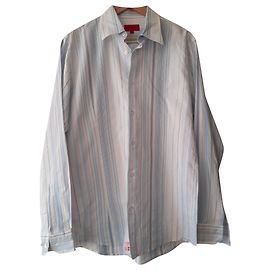 Hugo Boss Cotton Shirt White Light Blue White Light blue