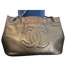 Sac Cabas Chanel Timeless CC en Cuir Bronze Bronze