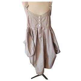 Autre Marque Vestido Paracaidista de Algodão Creme Cru