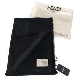 Fendi-Fendi monogram black shawl-Black