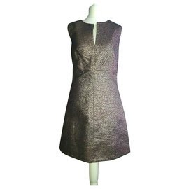 Diane Von Furstenberg Robe DvF Metallic avec fermeture éclair apparente Noir Métallisé