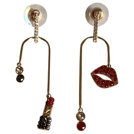 Swarovski-Boucles d'oreilles plaquées or rose-Multicolore