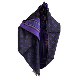 Louis Vuitton-Silk scarves-Black,Purple