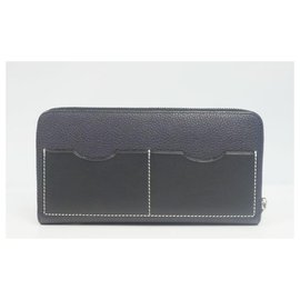 Loewe-LOEWE round zipper Mens long wallet 124.12.U03 Navy-Navy blue