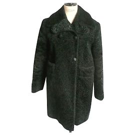CARVEN Kunstpelzmantel im Astrachan-Stil T.38 Schwarz