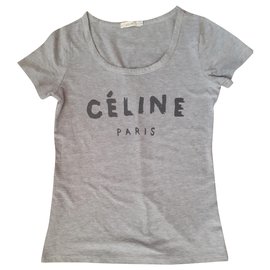 Céline Grey Cotton Elastane T-shirt Grey
