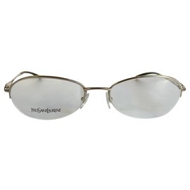 Yves Saint Laurent-Silver metal slim vintage frames-Silver hardware