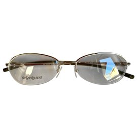 Yves Saint Laurent-Silver metal slim vintage frames-Silver hardware