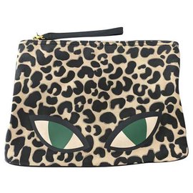 Lulu Guinness-Lulu Guinness Wild Cat com estampa de bolsa clutch grande-Estampa de leopardo