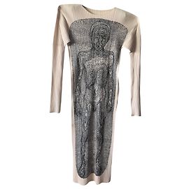 Issey Miyake Pleats Please dress, Guest Artist Tim Hawkinson, series No 3 Eggshell