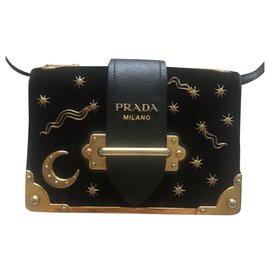Prada-Small Velvet Astrology Cahier Bag-Noir