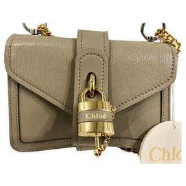 Chloé-Mini bolsa de ombro com corrente Chloe Aby-Cinza