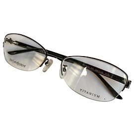 Yves Saint Laurent Titanium metal YSL frames Dark brown
