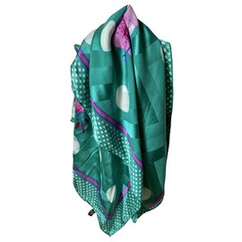 Bellissima sciarpa Pierre Balmain Rosa Verde Turchese