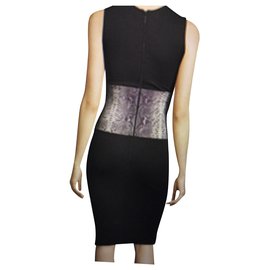 Robe Christopher Kane Imprimé Python Noir et Gris Nylon Noir