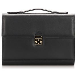 Yves Saint Laurent Maleta de couro preto YSL Preto