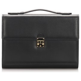 Yves Saint Laurent YSL Black Leather Briefcase Black