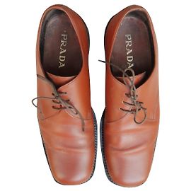 Derbies Prada de couro marrom claro Tamanho 42.5 Castanho claro