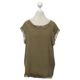 Blusa de seda e renda Max & Moi Cáqui Caqui