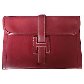 Hermès Jige Clutch Red Leather Red